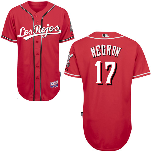 Kristopher Negron #17 MLB Jersey-Cincinnati Reds Men's Authentic Los Rojos Cool Base Baseball Jersey